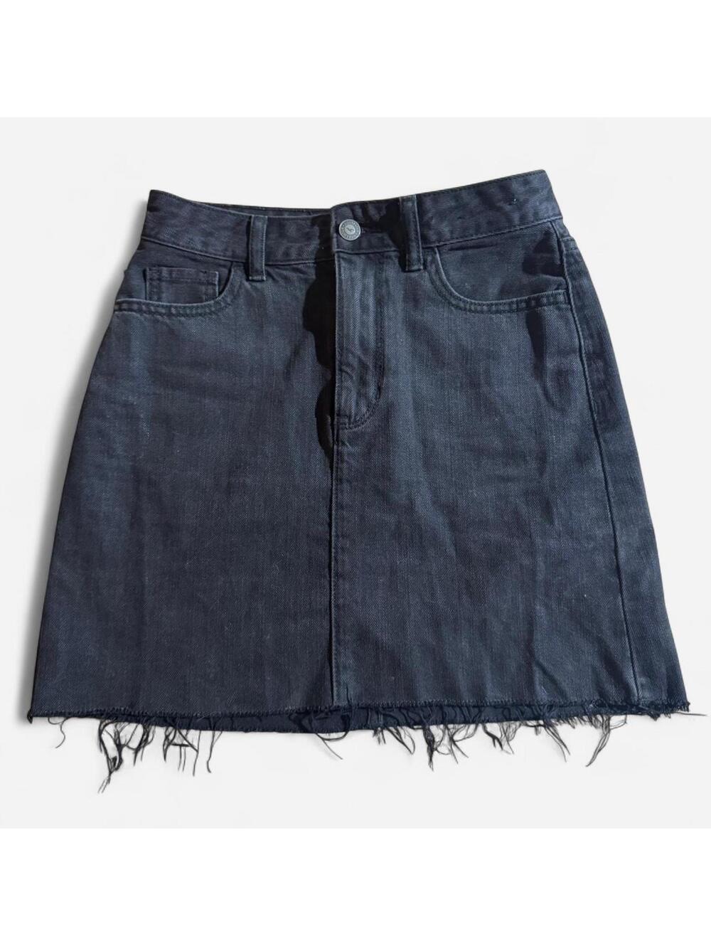 Hollister Co. black denim high rise cutoff mini skirt